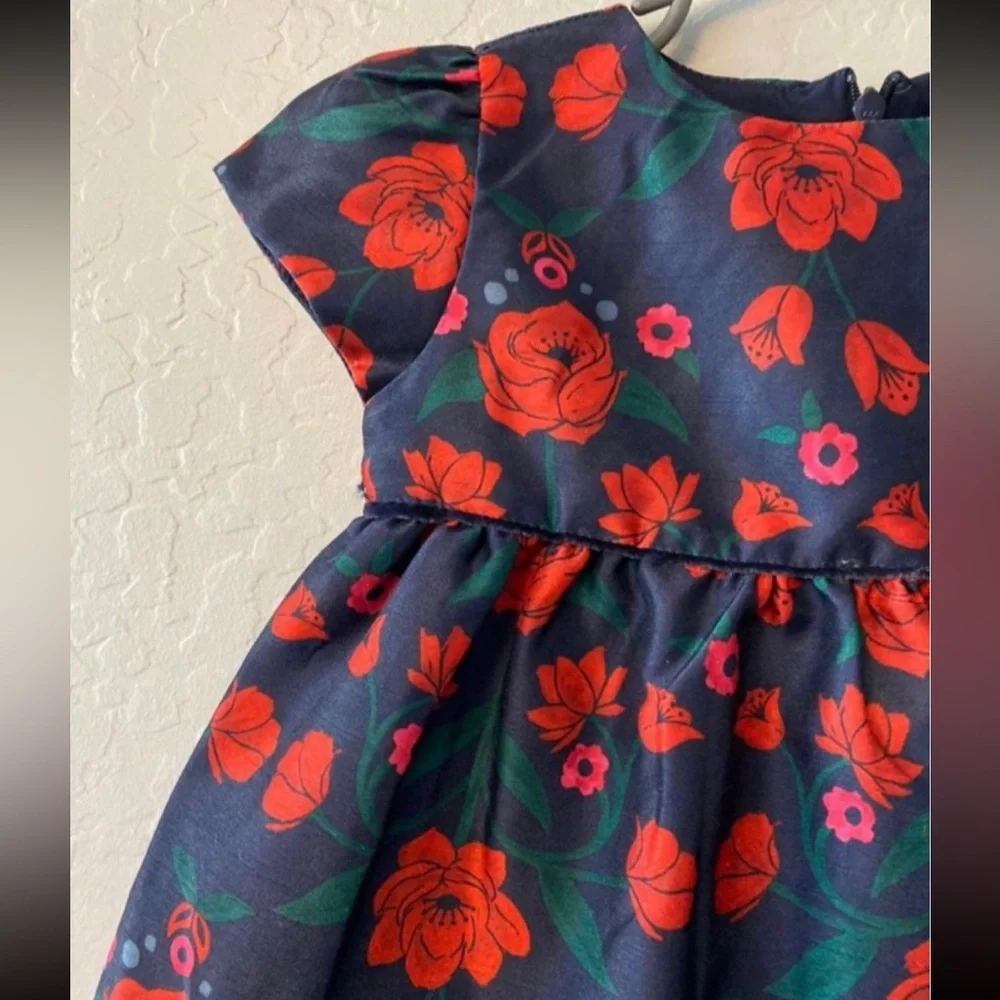Gymboree navy floral dress with velvet bloomers size 3T
